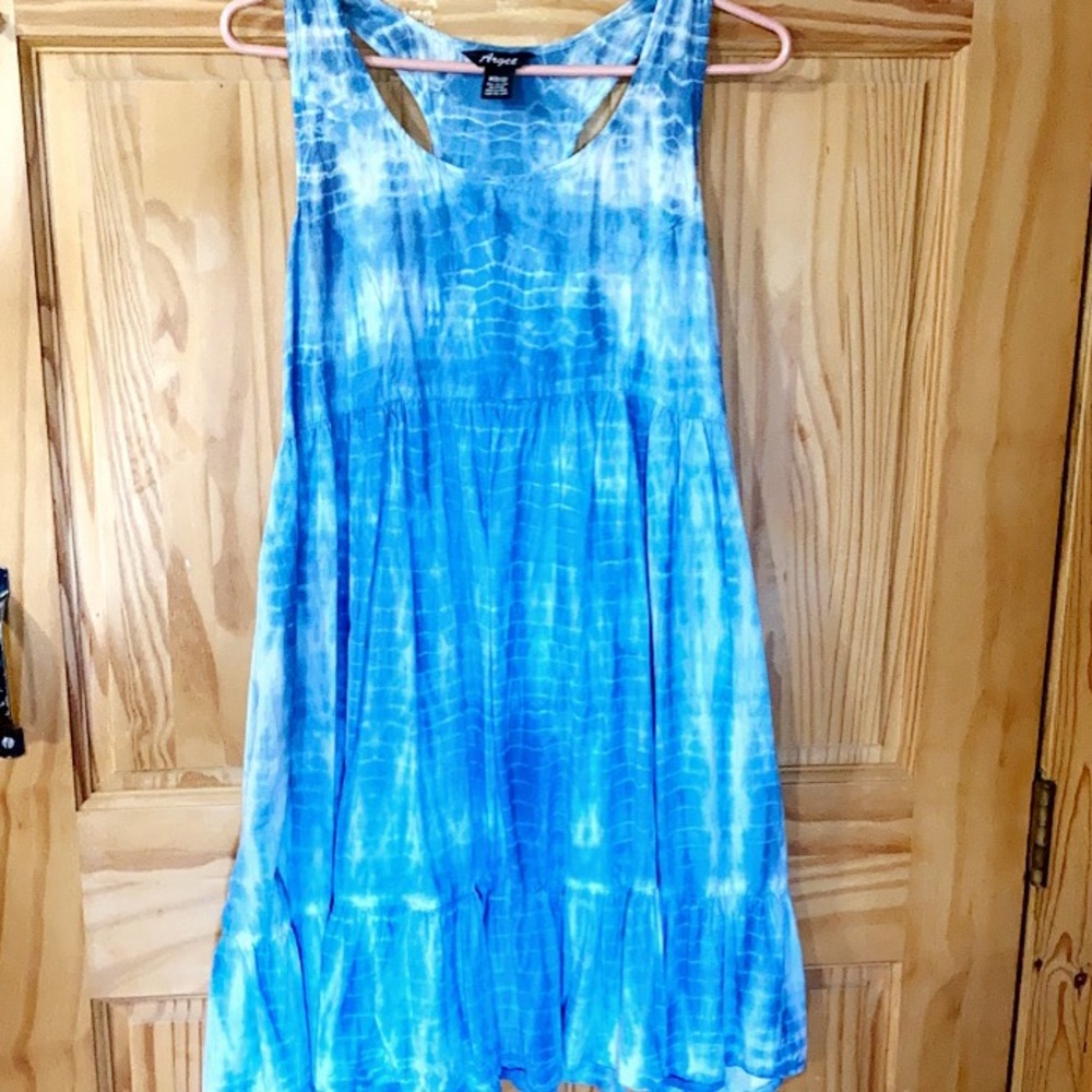 ARGEE TIE-DYE RACERBACK RUFFLED HEM DRESS